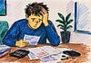 Schulden in Nederland: oorzaken en gevolgen Persoon bekijkt rekeningen en betalingsachterstanden aan tafel met administratie en financiële documenten