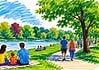 Tweede Pinksterdag in Nederland Mensen wandelen en ontspannen tijdens Tweede Pinksterdag in een Nederlands park in het voorjaar