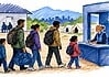 Asielzoekers, vluchtelingen en migratie Mensen in een opvangcentrum tijdens een asielprocedure in Nederland met aandacht voor vluchtelingen en migratiebeleid.